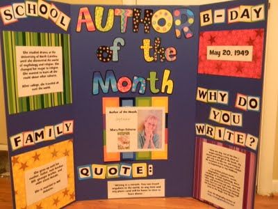 published author of the month or child author of the week Organisation, Trifold Ideas, Author Ideas, Winter Display, Poster Boards, Reading Display, School Library Displays, Author Spotlight, Library Bulletin Boards