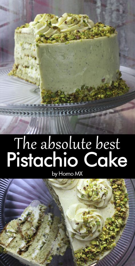 Pistachio Cake With Cream Cheese Frosting, Pistachio Nut Bundt Cake, Vanilla Bean Pistachio Cake, Homemade Pistachio Cake, Vanilla Pistachio Cake, Pistachio Entremet Recipe, Stanley Tucci Pistachio Cheesecake, Pistachio Layer Cake Recipe, Pistachio Sponge Cake Recipes