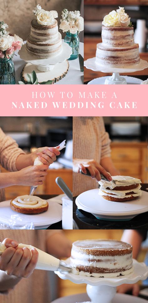 WEDDING // PART TWO: OUR NAKED WEDDING CAKE - A Classy Fashionista | How to make a naked wedding cake | Wedding cake tutorial | Farmhouse wedding Diy Wedding Cake, Wedding Cake Tutorial, How To Make Wedding Cake, Cakes To Make, Wedding Cake Recipe, Chocolate Wedding Cake, Wedding Cake Table