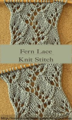 Lace Knitted Scarf, Lace Yarn Knitting Patterns, Fern Lace Knitting Pattern, Knit Lace Scarf Patterns Free, Lace Knitting Free Patterns, Lace Pattern Knitting Charts, Fun Knitting Stitches, Knit Lace Stitch Pattern, Knitting Stitches Lace