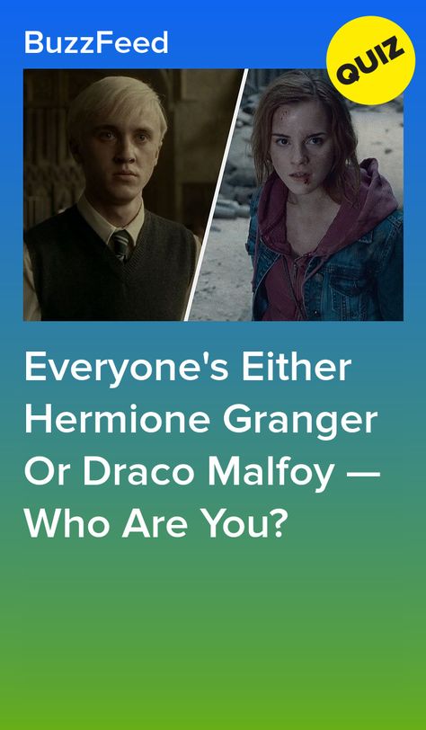 Everyone's Either Hermione Granger Or Draco Malfoy — Who Are You? Draco Malfoy Birthday, Slytherin Quiz, Draco Malfoy Memes, Hermione Granger Art, Harry Potter Buzzfeed, Hp Quiz, Hogwarts Quiz, Birthday Quiz, Hermione Granger Aesthetic