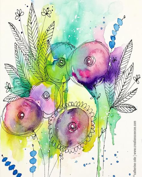 Art Journal Techniques, Doodle Art Flowers, Watercolor Journal, Watercolor Projects, Watercolor Paintings Abstract, Tailored Coat, Watercolor Painting Techniques, Watercolor Paintings Tutorials, Happy Paintings