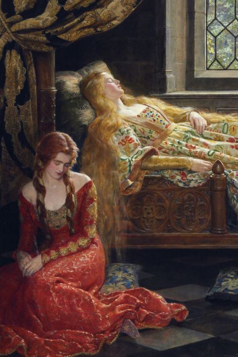 John Collier, Pre Raphaelite Paintings, Medieval Princess, Pre Raphaelite Art, The Sleeping Beauty, Medieval Paintings, Rennaissance Art, John William Waterhouse, Art Classique