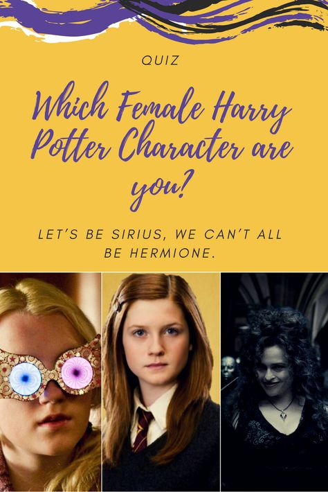 Let’s be Sirius, we can’t all be Hermione. So find out which Harry Potter lady you are! Let’s stick our faces in this virtual Pensieve and find out... Luna Lovegood, All Harry Potter Characters, Harry Potter Female Characters, Harry Potter Fun Facts, Hp Quiz, Bookworm Bookshelf, Percy Jackson Gods, Harry Potter Expecto Patronum, Female Harry Potter