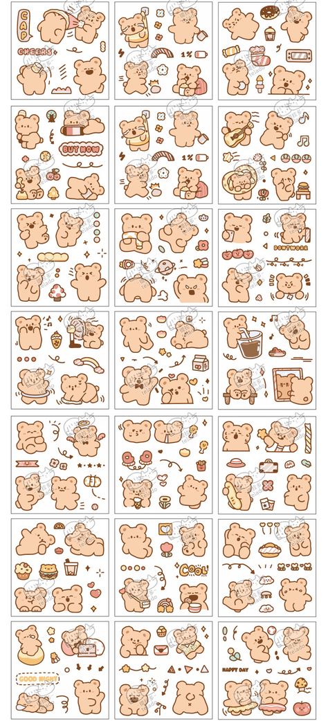 Mohamm 100 Pcs/box Cute Rabbit Bear Stickers Scrapbooking Stationery School Supplies - Stationery Sticker - AliExpress Aliexpress Stickers, Stationery School Supplies, Anak Haiwan, 귀여운 음식 그림, Korean Stickers, Stationery School, Pola Kartu, Stickers Kawaii, Scrapbook Stickers Printable