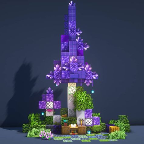 Brewing station idea - Fantasy Crystal Mushroom Become my patreon and get to download schematic of my builds:… Fantasy Crystal, Cottagecore Forest, Cottagecore Minecraft, Banner Minecraft, Crystal Mushroom, Minecraft Cottage, Cute Minecraft Houses, Minecraft Build, Minecraft House Designs