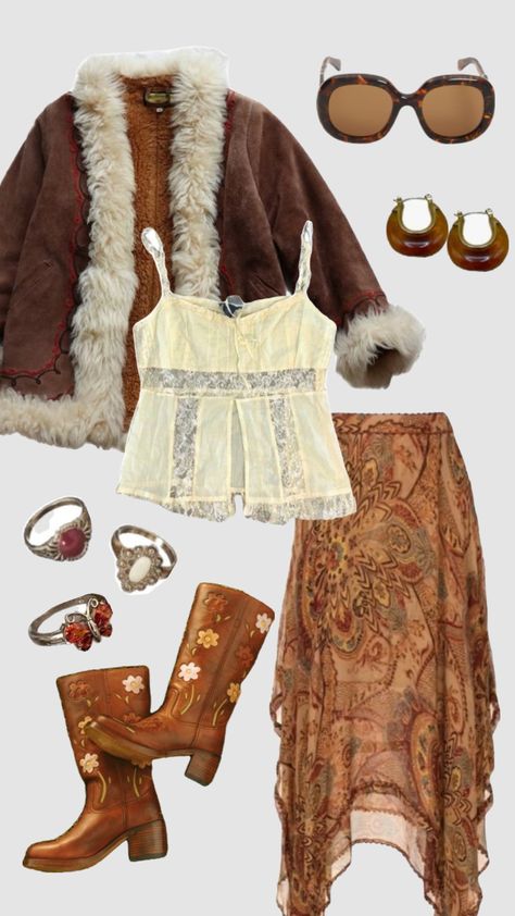 Penny lane outfit #pennylane #pennylanecoat #70sfashion #vintage #hippie #outfitinspo #retro #boho #bohoaesthetic #70s #60s Penny Lane Coat, Outfits 70s, Mode Hippie, Earthy Outfits, 70s Outfits, 70’s Fashion, Boho Aesthetic, Vintage Hippie, Penny Lane