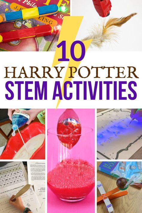 10 magical Harry Potter science experiments and STEM activities. Hands-on learning and FUN challenges and projects for kids! #stem #stemeducation #harrypotter #science Harry Potter Activities For Kids, Harry Potter Science, Harry Potter Unit Study, Lego Stem Activities, Kids Experiments, Harry Potter Classes, Harry Potter Activities, Harry Potter Day, Harry Potter School