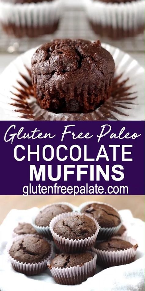 These Grain-Free, Gluten-Free Chocolate Muffins are scrumptious. They are also dairy-free and refined sugar-free making them Paleo friendly. You are going to love these paleo chocolate muffins! Paleo Chocolate Muffins, Banana Chocolate Muffins, Gluten Free Chocolate Muffins, Peanut Butter Banana Chocolate, Chocolate Peanut Butter Muffins, Nutella Muffin, The Best Chocolate Cake, Peanut Butter Muffins, Morning Glory Muffins