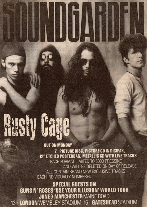 Rusty Cage, Nirvana Quotes Lyrics, Nirvana Lyrics, Sound Garden, Temple Of The Dog, Grunge Band, Alice In Chains, Collage Poster, Chris Cornell