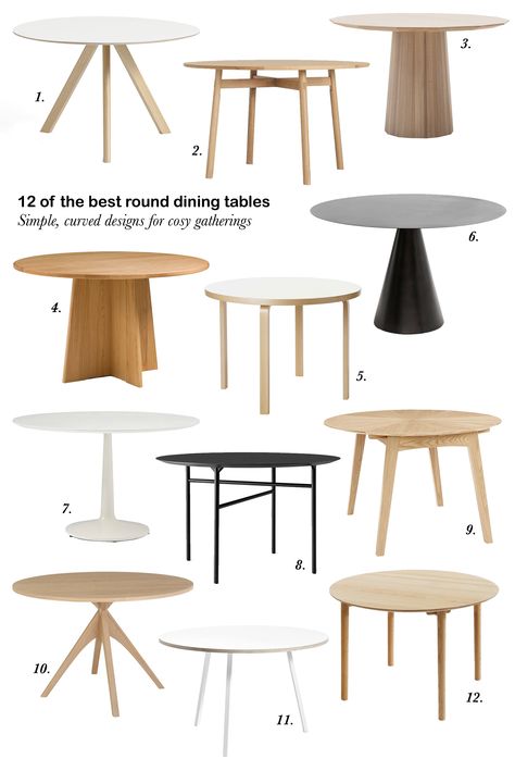 12 of the best minimalist round dining tables Modern Circle Kitchen Table, Small Round Dining Table Ideas, Scandi Round Dining Table, Round Table With Comfy Chairs, Small Round Wooden Dining Table, Scandinavian Chairs Dining, Circle Table Dining Room, Dining Room Design Round Table, Dining Table For Small Spaces