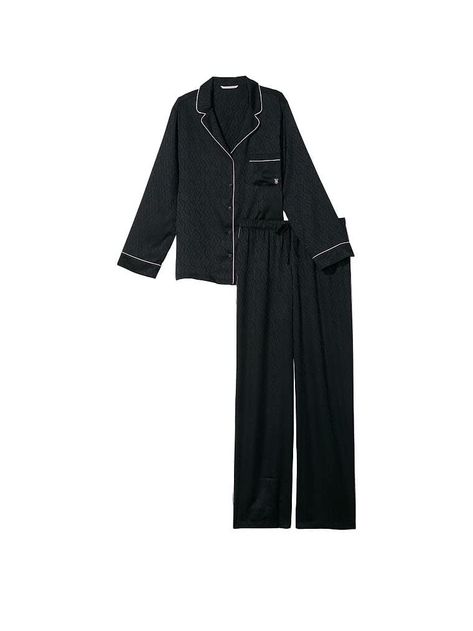 Black Silk Pjs, Black And White Pyjamas, Victoria's Secret Pajamas, Victoria Secret Sleepwear, Victorias Secret Pajama Set, Pyjama Victoria Secret, Pijama Victoria Secrets, Pjs Victoria Secret, Victoria Secret Pyjamas