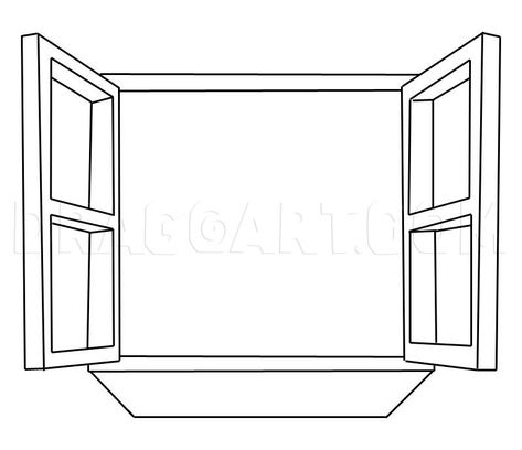 How To Draw A Window, Step by Step, Drawing Guide, by Dawn | dragoart.com Window Tattoo Simple, Window Sketch, Perspective Drawing Architecture, Bedroom Drawing, Window Drawing, Botanical Line Drawing, Perspective Drawing Lessons, Interior Design Drawings, Bow Window