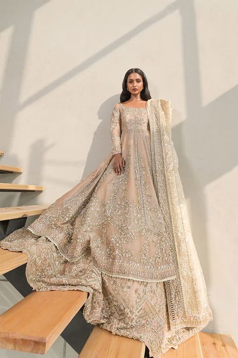 Bridal Dresses | Pakistani Wedding Dresses | Zuria Dor Bridal Pishwas, Walima Dresses Pakistani, Pakistani Bridal Lehenga, Wedding Dresses Pakistani, Pakistani Bridal Dress, Pengantin India, Dusty Pink Color, Desi Dress, Walima Dress