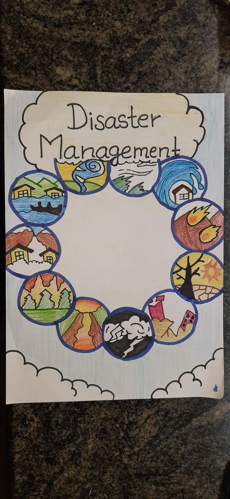 Natural Disasters Art Poster, Natural Disasters Project File, Geo Project Cover Page, Disasters Management Project, Project On Disaster Management Class 9, Project File On Disaster Management, Disaster Management Cover Page, Natural Disasters Project Cover Page, Disaster Management Project Cover Page