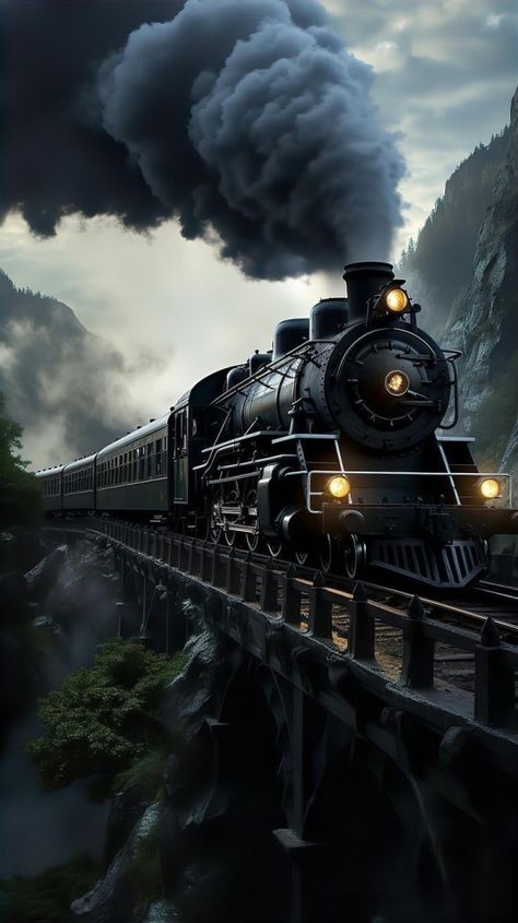 Zug, Tumblr, Steam Train Painting, Train Artwork, Steam Trains Photography, Train Wallpaper, Old Steam Train, Steam Engine Trains, Scenic Wallpaper