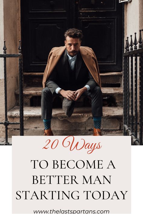 Becoming a better man is a journey that requires patience, dedication, and perseverance. It's about improving your character, developing new skills, and building meaningful relationships. Here are 20 ways to become a better man starting today: Become A Better Man, How To Be A Better Man, How To Be A Man, Charismatic Men, Be A Better Man, Mens Fashion Quotes, Successful Man, Pinterest For Men, Better Men