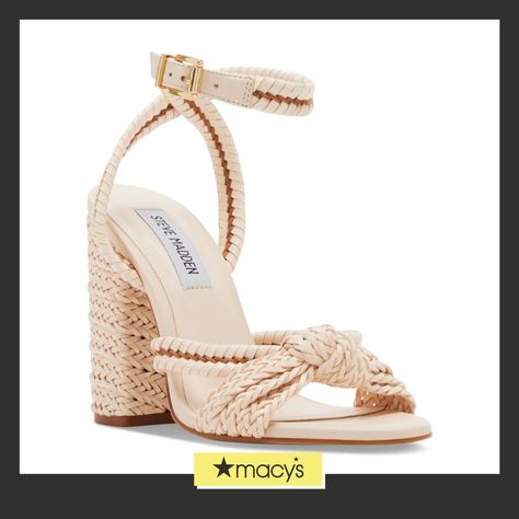 in stock Steve Maddens, Rope Weave, Woven Sandals, Summer Heels, Block Heel Sandals, Heel Sandal, Luxe Gifts, Woven Dress, Dress Sandals