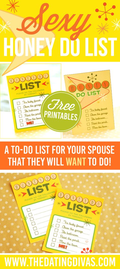 A to-do list for your spouse that they will WANT to do! This sexy and suggestive love note is perfect for my spouse! www.TheDatingDivas.com Organisation, Romantic Nights, Date Night Ideas For Married Couples, Romantic Games, Honey Do, Date Night Recipes, Honey Do List, Mom Planner, Bedroom Games