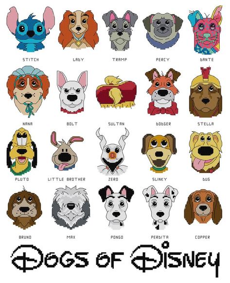 Dog Portrait Collection 30 Dogs Cross Stitch Pattern PDF - Etsy | Disney dogs, Disney drawings, Disney fun Dogs Cross Stitch, Snowflake Cross Stitch Pattern, Lindo Disney, Snowflake Cross Stitch, Foto Disney, Disney Dogs, Disney Animals, Art Disney, Pinturas Disney