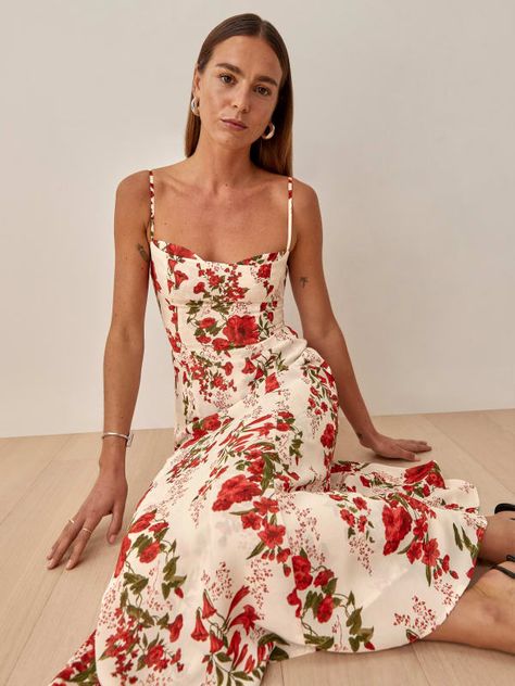 Floral Dresses, Outfit Summer, Summer Wedding Outfits, Reformation Dress, Wedding Guest Outfit Summer, Dress Spaghetti, Guest Outfit, Midi Length Dress, Mode Inspiration