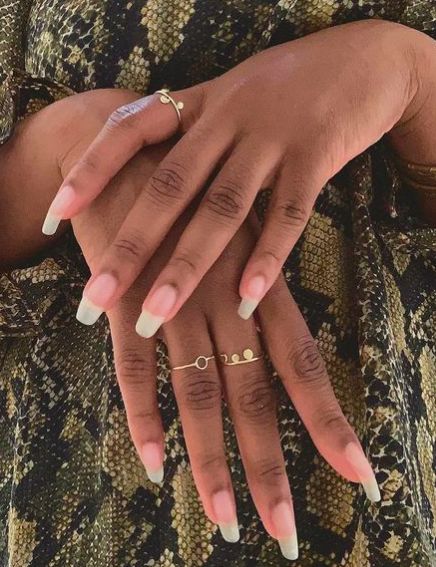 Natural French Tip, Real Long Nails, Natural Long Nails, Natural Looking Acrylic Nails, Long Nail Beds, Natural Looking Nails, Long Natural Nails, Nail Goals, Natural Nail Designs