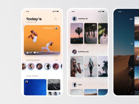 Stories Viewing Modes - Social Network - Photo App by Andrei Simion Best App Design, Social App Design, Mobil Design, App Story, Ux App Design, Adaptive Design, Web Design Quotes, Android Design, Quotes App