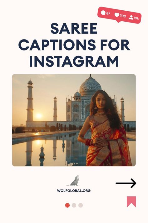 A woman in a saree stands before the Taj Mahal at sunrise; Instagram captions suggested.
A graphic with catchy phrases celebrating saree fashion with a call-to-action button.
Woman with laptop smiling, surrounded by social media symbols, promoting Instagram engagement service. Caption For Saree Pic, Saree Instagram Captions, Caption For Saree, Saree Captions For Instagram, Saree Captions, Saree Quotes, Elegance Quotes, One Word Caption, Captions For Instagram