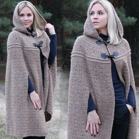 Long Hooded CAPE CROCHET Pattern. PDF Cape Cloak Pattern. - Etsy UK Long Hooded Cape Crochet Pattern Free, Crochet Hooded Cape Free Pattern, Hooded Cape Crochet Pattern Free, Crochet Cloak Pattern Free, Cloak Crochet Pattern, Hooded Cape Crochet Pattern, Hooded Cape Crochet, Crochet Hooded Cape, Crochet Cape Pattern Free