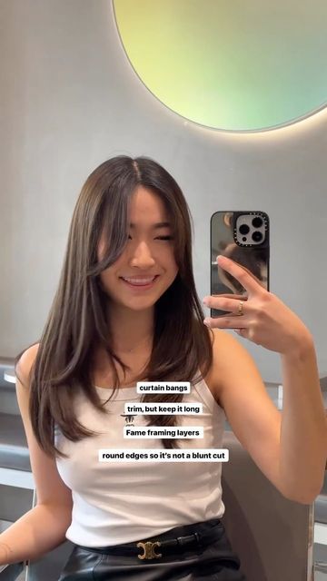 Balayage, Asian Hair Medium Length, Korean Haircut Long, Long Face Framing Layers, Round Face Haircuts Medium, Medium Hair Round Face, Long Face Framing, Round Face Hairstyles Long, Long Hair Trim