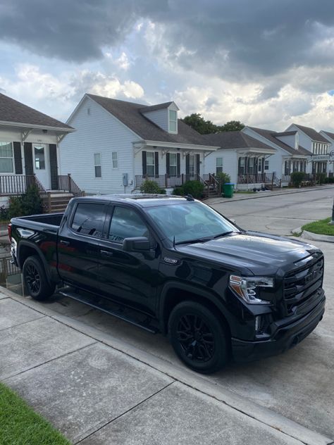 Gmc Sierra Blacked Out, Gmc Truck Aesthetic, Black Gmc Truck, Gmc Sierra Elevation, Truck Aesthetic, 2021 Gmc Sierra, Custom Vehicles, Gmc Denali, Future Vehicles