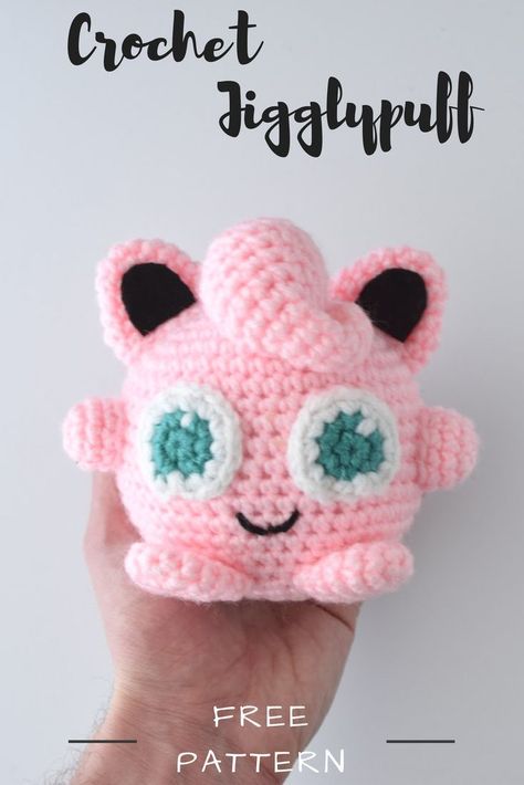 Create your own DIY amigurumi pattern creating your own Jigglypuff from Pokemon from this free crochet pattern! Crochet Jigglypuff Pattern Free, Oddish Crochet Pattern Free, Hunny Pot Crochet Pattern, Pokemon Crochet Free Pattern, Amigurumi Beginner Pattern, Aurigami Crochet, Kirby Crochet Pattern Free, Pokemon Crochet Patterns Free, Crocheted Pokemon