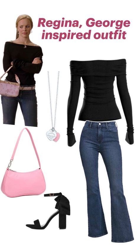 Regina George mean girls inspired outfit Mean Girls Regina George Outfits, Regina George Costume, Mean Girls Outfits, Mean Girls Movie, Outfits 2000s, Slay Outfits, Y2k Outfit Ideas, Outfit Collage, Diy Clothes Design