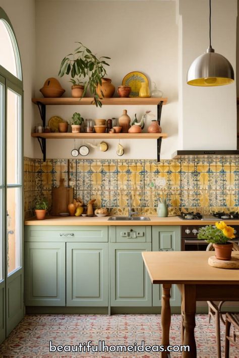 Spanish Style Kitchens: Beautiful Ideas to Transform Your Home - Beautiful Home Design Ideas Mediterranean Style Kitchen Ideas, Tuscany Inspired Kitchen, Southwest Kitchen Ideas Santa Fe, Spanish Style House Interior, Portugese Kitchen Ideas, Mediterranean Interior Design Ideas, Modern Mediterranean Interior Design Kitchen, Vintage Spanish Style Homes, Portuguese Kitchen Design