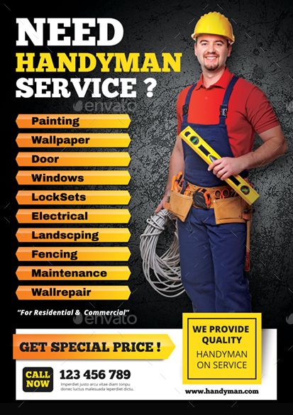 Handyman Flyer Preview - GraphicRiver Handyman Flyer, Power Tiller, Handyman Business, Wallpaper Door, Led Board, Diy Science, Handyman Services, Painting Wallpaper, Business Ideas