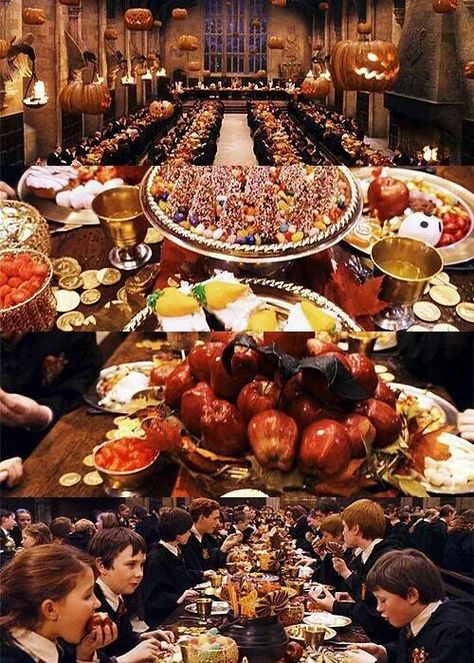 Hogwarts feast Harry Potter Feast, Harry Potter Motto Party, Harry Potter Dinner, Harry Potter Weihnachten, Harry Potter Christmas Decorations, Hogwarts Party, Harry Potter Halloween Party, Harry Potter Theme Party, Festa Harry Potter