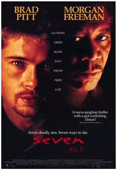 Seven (Brad Pitt, Morgan Freeman Se7en Movie, Seven 1995, براد بيت, Film Seven, Seven Movie, Horror Movies On Netflix, Suspense Movies, Movie Synopsis, Beau Film