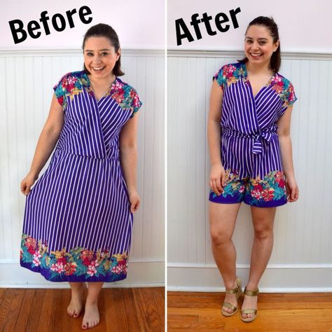 Turn a dress into a summer romper #refashion Couture, Turn A Dress Into A Romper, Diy Romper Women, Dress To Romper, Diy Romper, Upcycle Dress, Refashion Dress, Dress Refashion, Make A Dress