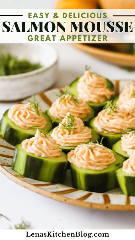 This Salmon Mousse is a sophisticated yet surprisingly simple appetizer that blends the rich flavors of smoked salmon and cream cheese. It comes together in 5 minutes and makes such a versatile spread! Try it with cucumber slices or crackers for a crowd-pleasing appetizer. Affordable Appetizers, Salmon Mousse Recipes, Cream Cheese Smoked Salmon, Smoked Salmon And Cream Cheese, Salmon Mousse, Salmon And Cream Cheese, Salmon Appetizer, Simple Appetizer, Leftover Salmon