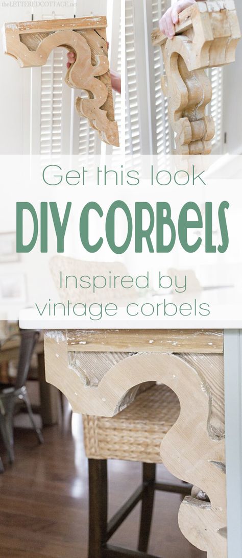 DIY Vintage-Inspired Corbels | pattern and tutorial on Remodelaholic.com #corbel #decorate #diy #woodwork Vintage Corbels, Diy Corbels, Casa Clean, Make Furniture, Hout Diy, Diy Holz, Hus Inspiration, Diy Vintage, Décor Diy