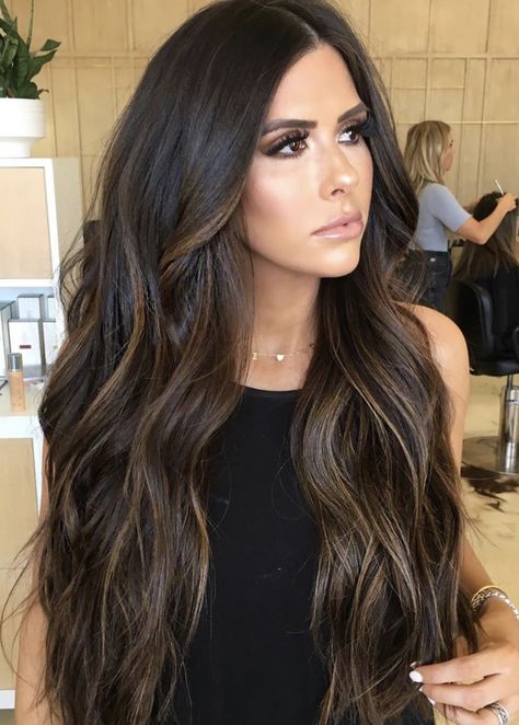 Dark Brunette Balayage Hair, Dark Brunette Balayage, Dark Brown Hair Balayage, Dark Brunette Hair, Black Hair Balayage, Brunette Hair With Highlights, Dark Hair With Highlights, Brunette Balayage Hair, Brown Hair Balayage