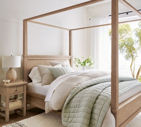 Acapulco, Farmhouse Canopy Bed, Canopy Bed King, Canopy Bed Queen, Farmhouse Canopy Beds, Modern Bedroom Decor Ideas, Wooden Canopy Bed, Wood Canopy Bed, Farmhouse Bedroom Furniture