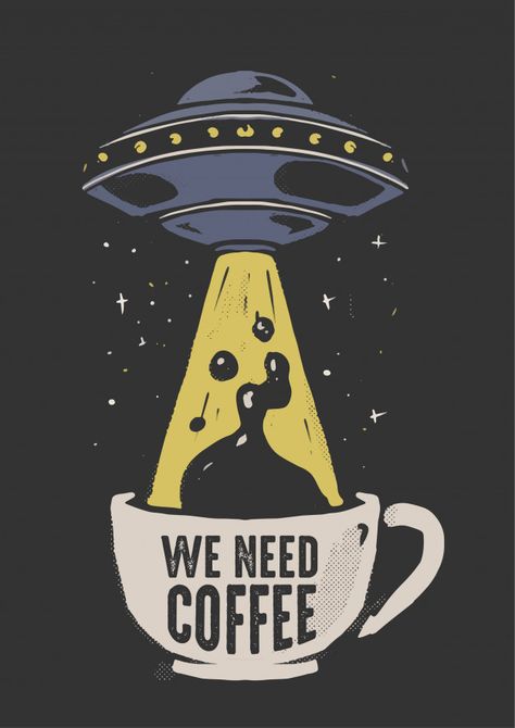 Coffee Poster Design, Seni Pop, Arte Alien, Coffee Drawing, Coffee Illustration, 패턴 배경화면, Coffee Poster, Alien Art, Creative Illustration