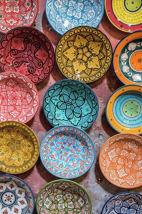 Art Art Print featuring the photograph Traditional Ceramic Moroccan by Guyberresfordphotography Cold Table, Morrocan Art, Moroccan Plates, Art Marocain, Moroccan Pottery, Turkish Pottery, Moroccan Inspiration, Moroccan Art, Keramik Design