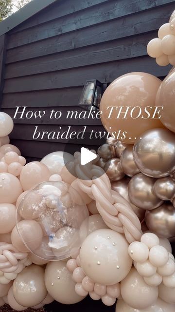 Balloon Garland Decoration Ideas, Celebration Of Life Balloon Garland, Balloon Arch Diagram, Wedding Balloon Display, Balloons On Gazebo, Garland Balloon Decor, Balloon Pole Decorations, Balloon Hug Tutorial, How To Make Balloon Beads