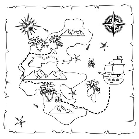 Printable Treasure Map, Treasure Map Template, Treasure Map Drawing, Pirate Template, Treasure Maps For Kids, Pirate Map, Pirate Stuff, Pirate Treasure Maps, Pirate Maps