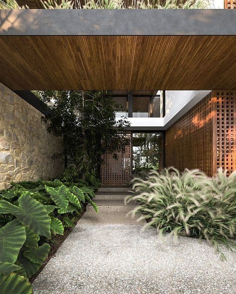 777 Museum House Decor, Modern Organic House Exterior, Bali House Exterior, Villa Entrance Design Exterior, Tropical Modern Interior, Bali Exterior, Tropical Exterior, Bali Architecture, Fasad Design