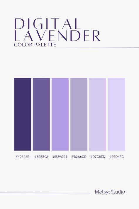 { #colorpalette #palette #colors #designers #design #ideas #inspired #digitallavender #lavender #purple #violet } Lavender Color Swatch, Purple Color Palette Web Design, Lavender Color Palette Hex Code, Aesthetic Color Palettes Purple, Violet Pallet Color, Lavender Palette Colour Schemes, Purple Pallet Color, Lavender Color Combination, Lavender Hex Code