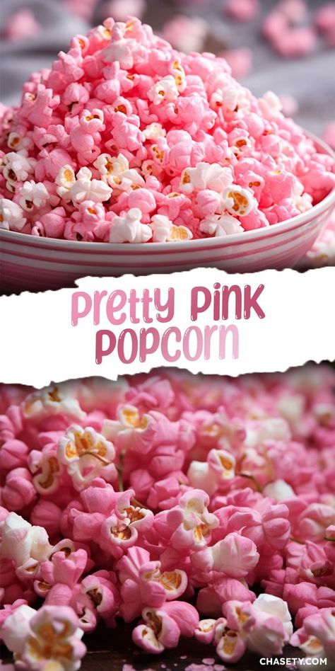 Pink Popcorn [15 Minutes] – Chasety Cake Pops, Diy Pink Popcorn, Pink Themed Baby Shower Ideas, Pink Sweet Treats, Pink Brunch Food, Pink Appetizers For Party, Pink Foods For Party, Pink Popcorn Recipe, Food Coloring Popcorn