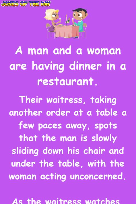 Dirty Humor:  The waitress notices a man sliding under a table Humour, Religious Humor, Husband And Wife Love, Funny Statements, New Funny Jokes, Men Slides, Irish Funny, Work Jokes, Mom Jokes